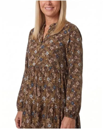 Kleid Blumenmuster in cognac von Made in Italy