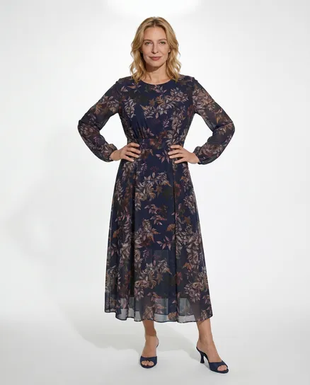 Kleid Cr�pe Chiffon in blau von Made in Italy