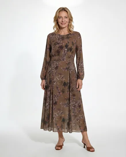 Kleid Cr�pe Chiffon in braun von Made in Italy