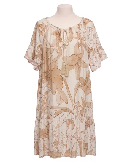 Kleid Floral in beige von Made in Italy