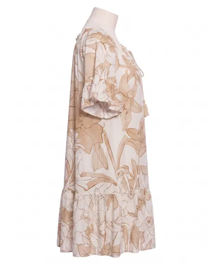 Kleid Floral in beige von Made in Italy