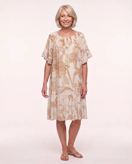 Kleid Floral in beige von Made in Italy