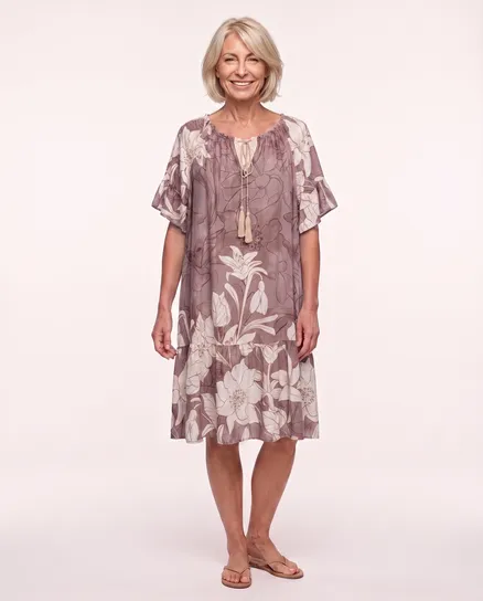 Kleid Floral in braun von Made in Italy
