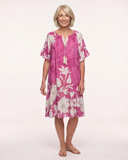 Kleid Floral in pink von Made in Italy