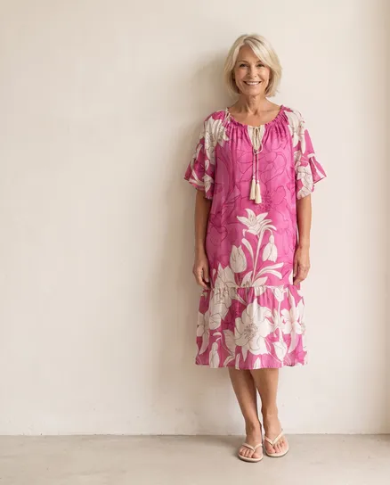 Kleid Floral in pink von Made in Italy