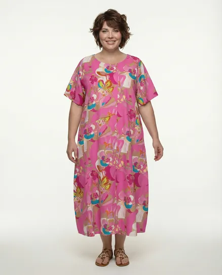 Kleid Floral Baumwolle in pink von Made in Italy
