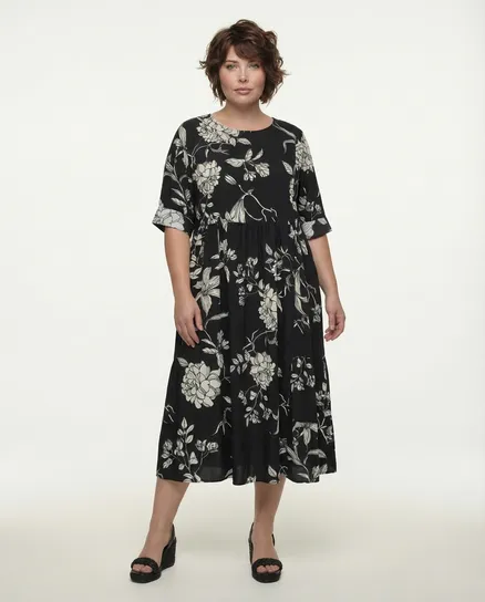 Kleid Floral Baumwolle in schwarz von Wendy