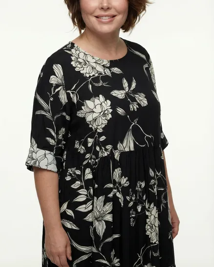 Kleid Floral Baumwolle in schwarz von Wendy