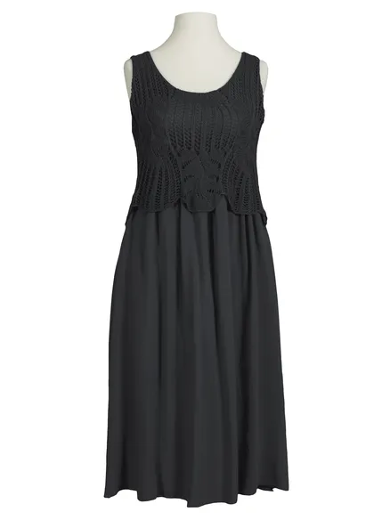 Kleid mit Ajourstrick in schwarz von Diana