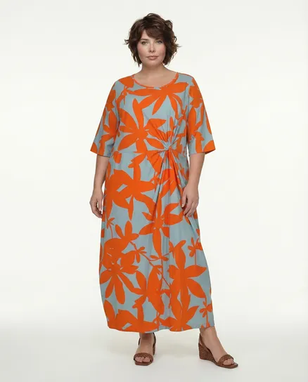 Kleid in Wickeloptik in orange von Vincenzo Allocca