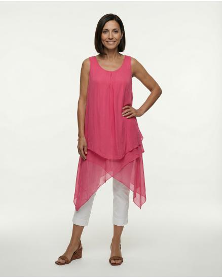 Kleid Lagenlook mit Seide in koralle von Spaziodonna