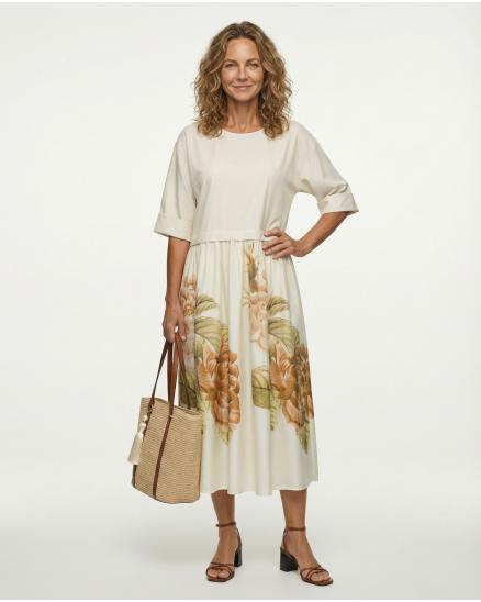 Kleid mit Blumen in beige von Made in Italy