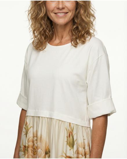 Kleid mit Blumen in ecru von Made in Italy