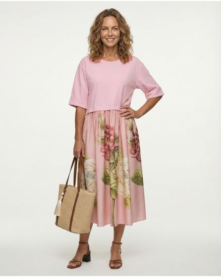 Kleid mit Blumen in rosa von Made in Italy