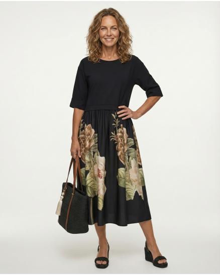 Kleid mit Blumen in schwarz von Made in Italy