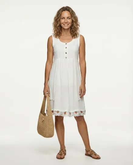 Kleid mit Leinen in milchwei� von Diana