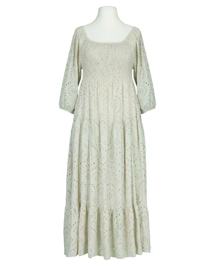 Kleid mit Lochspitze in beige von H. Trend