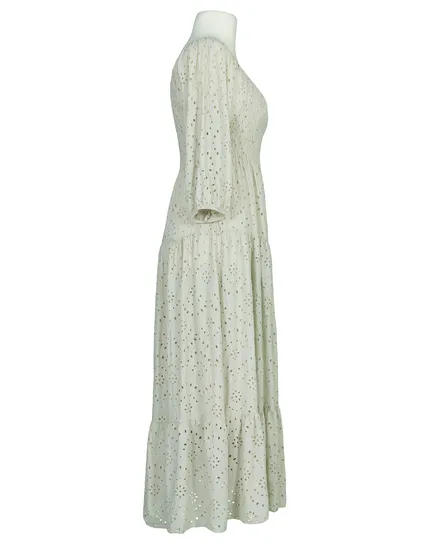 Kleid mit Lochspitze in beige von H. Trend