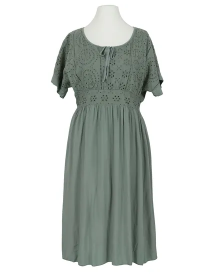 Kleid mit Lochstickerei in khaki von Spaziodonna