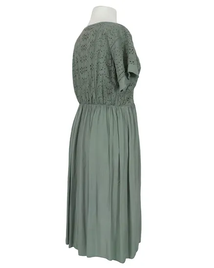 Kleid mit Lochstickerei in khaki von Spaziodonna