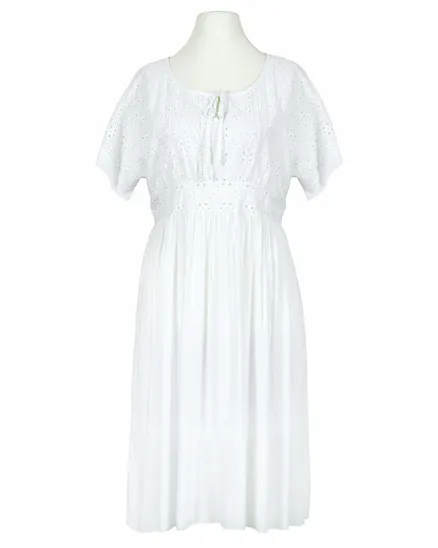 Kleid mit Lochstickerei in wei� von Spaziodonna