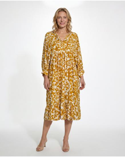 Kleid mit Muster in camel von H. Trend