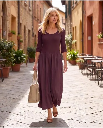 Kleid mit Seide in aubergine von Selected Touch