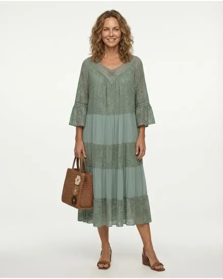 Kleid mit Seide in oliv von Made in Italy
