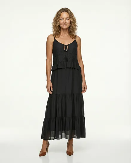 Kleid mit Seide in schwarz von H. Trend