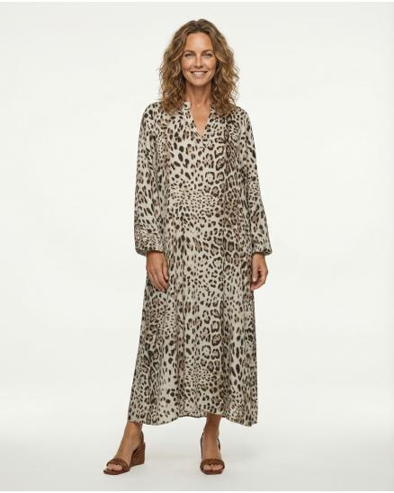 Kleid mit Seide Leoprint in beige von Style Touch