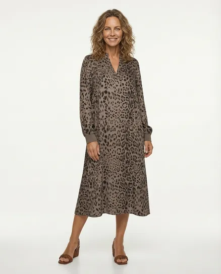 Kleid mit Seide Leoprint in braun von Style Touch