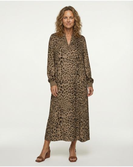 Kleid mit Seide Leoprint in camel von Style Touch