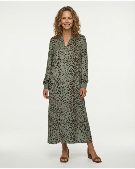 Kleid mit Seide Leoprint in khaki von Style Touch