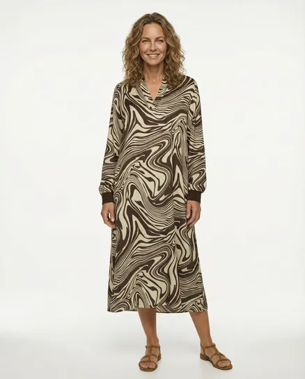 Kleid mit Seide Swirl-Print in braun von Style Touch
