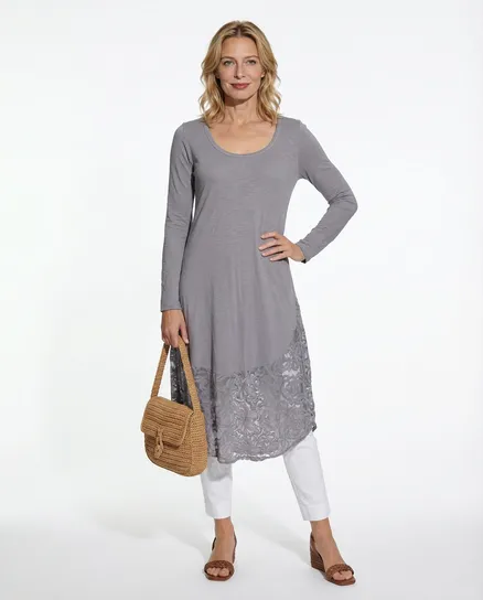 Kleid mit Spitze in grau von Diana