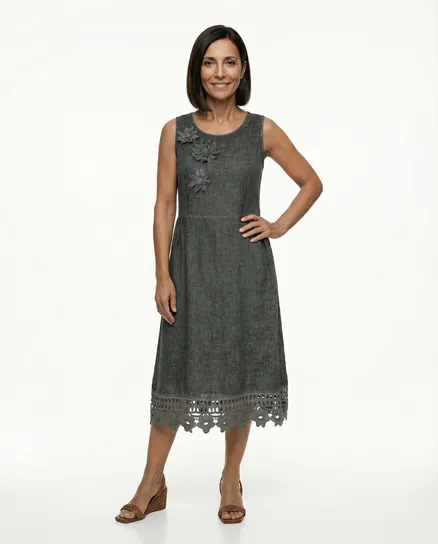 Kleid mit Spitze in grau von Diana