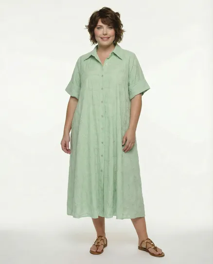 Kleid mit Stickerei in mint von H. Trend