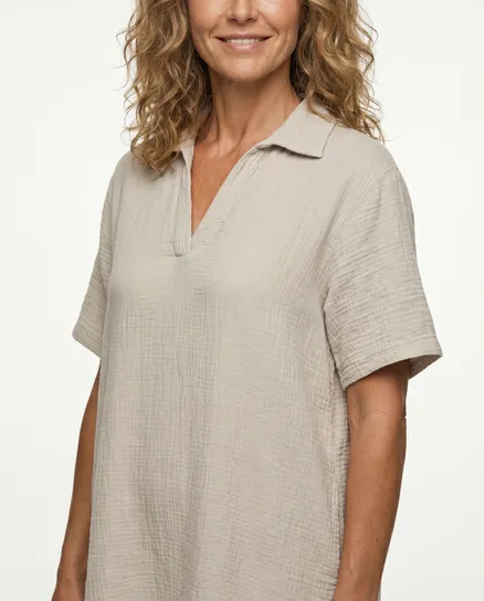 Kleid Musselin in beige von Made in Italy