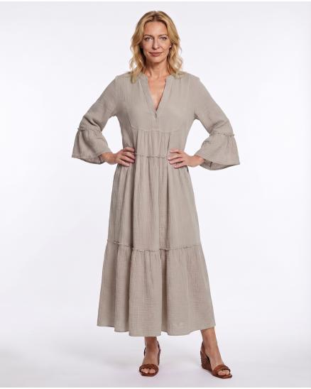 Kleid Musselin in beige von Made in Italy
