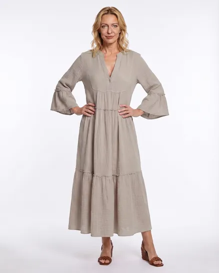 Kleid Musselin in beige von Made in Italy
