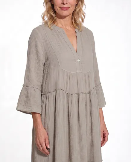 Kleid Musselin in beige von Made in Italy