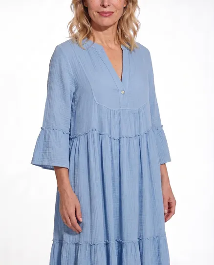 Kleid Musselin in blau von Made in Italy