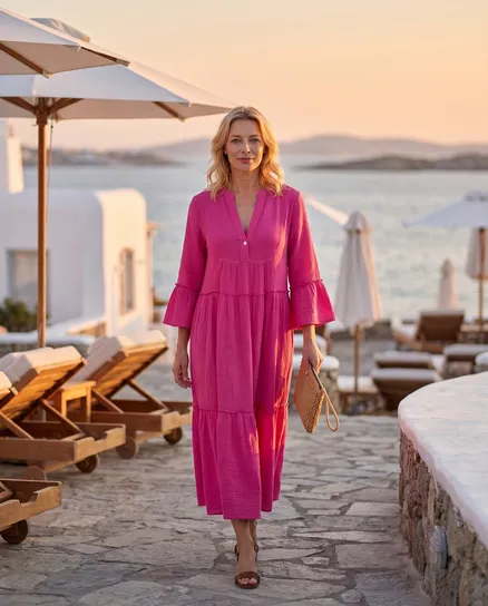 Kleid Musselin in pink von Made in Italy