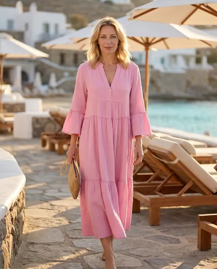 Kleid Musselin in rosa von Made in Italy