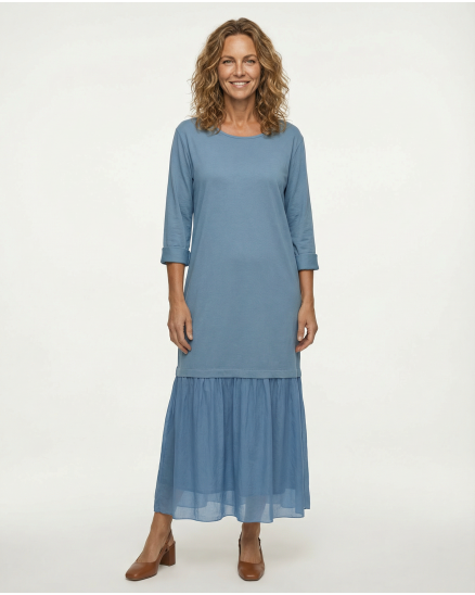 Kleid Seidenvolant in jeansblau von Diana