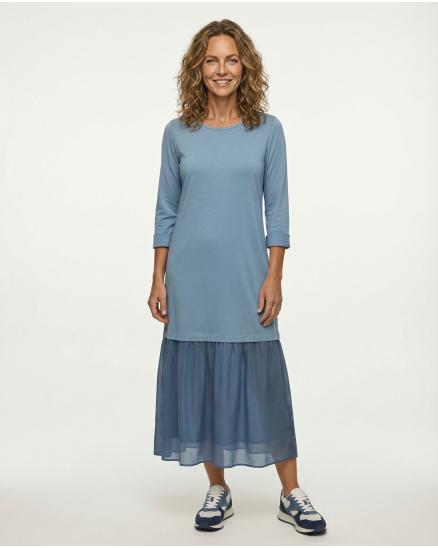 Kleid Seidenvolant in jeansblau von Diana