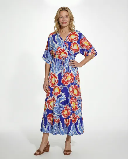Kleid Viskose Floral in blau von H. Trend