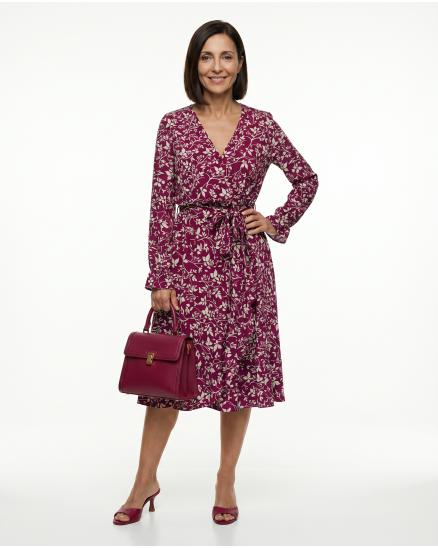 Kleid Wickeloptik in beere von Made in Italy