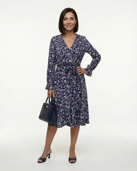 Kleid Wickeloptik in blau von Made in Italy