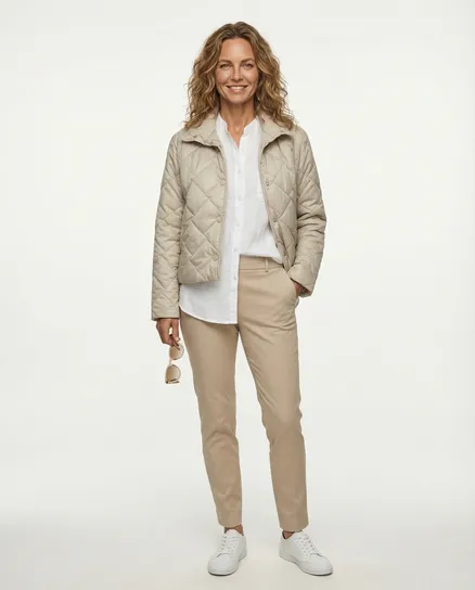 Kurze Steppjacke in beige von Made in Italy